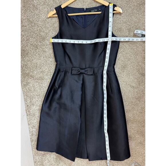 Teri Jon by Rickie Freeman Short Fit & Flare Navy Dress Formal Silk Wool Wedding - Picture 11 of 12